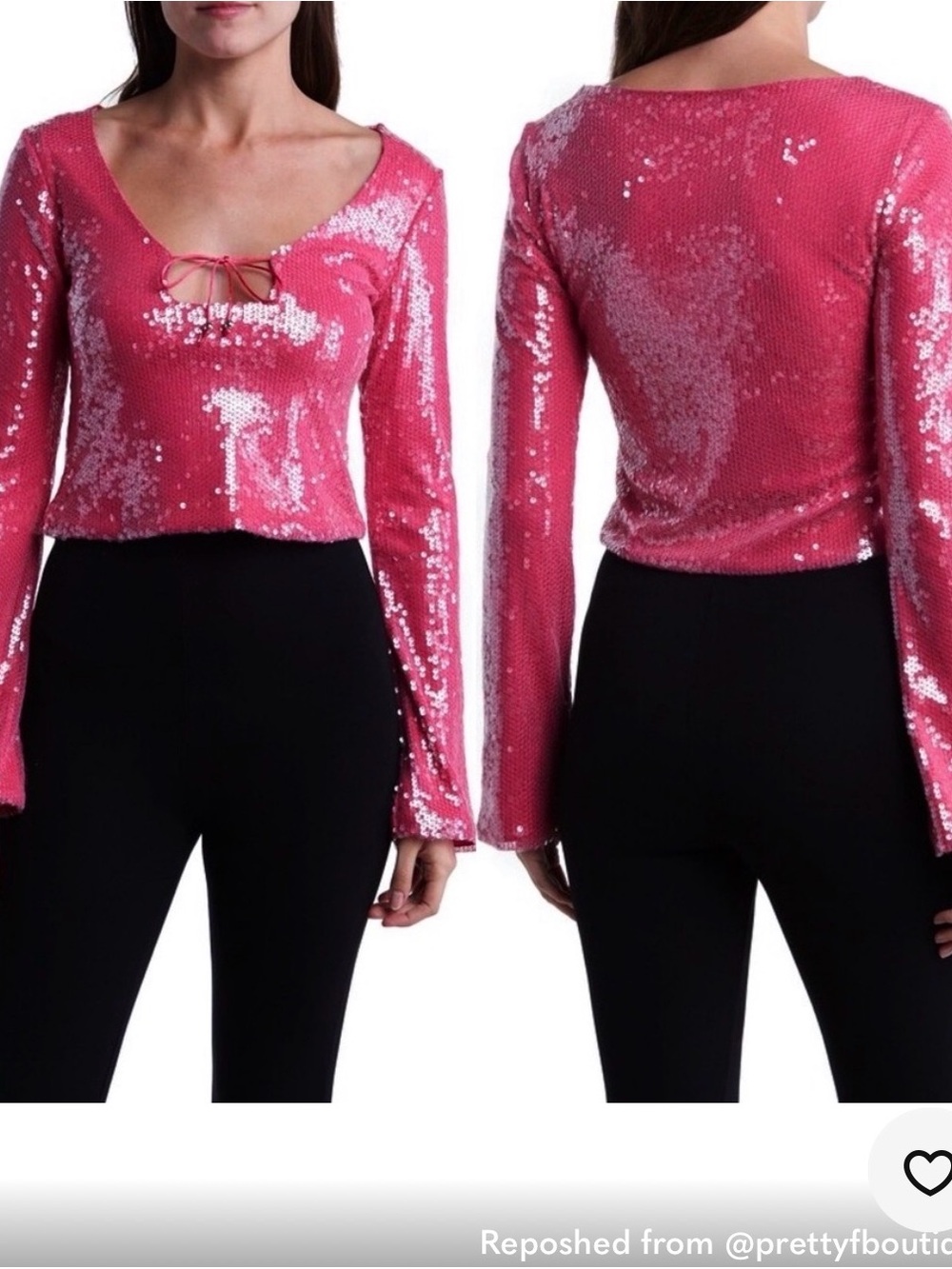 Elodie Sequin Tie Front Top Pink
Size S